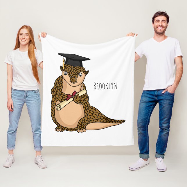 Couverture Polaire Pangolin mignon diplômé dessin animé (En situation)