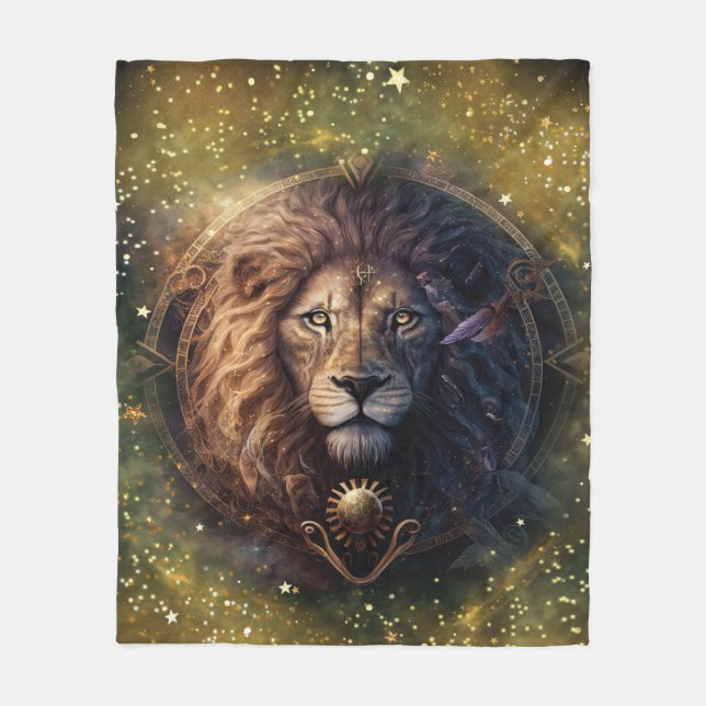 Couverture Polaire Panneau Leo Zodiac Aquarelle Design (Devant)