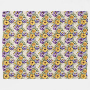 Couverture Polaire Pansies Moderne Vintage Floral