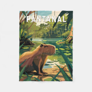 Couverture Polaire Pantanal Brésil Capybara Voyage Art Vintage