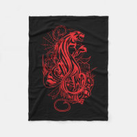Panthère cramoisie gothique tatouage de rose rouge