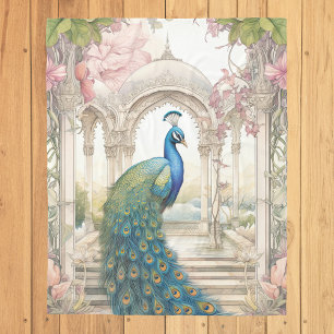 Couverture Polaire Paon de jardin floral de style indien vintage