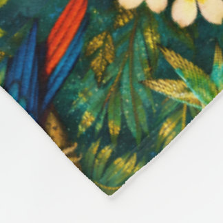 Couverture Polaire Paons et perroquets colorés en or tropical