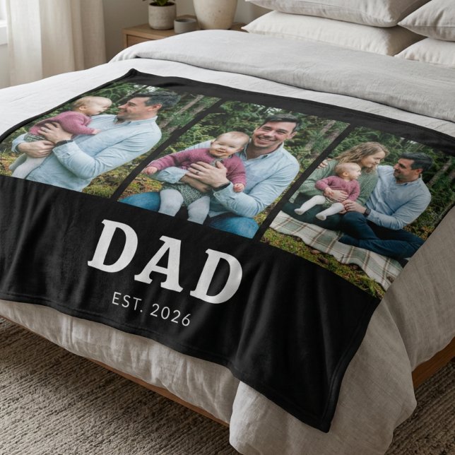 Couverture Polaire Papa a établi Bold Modern Black 3 Photo (Créateur téléchargé)