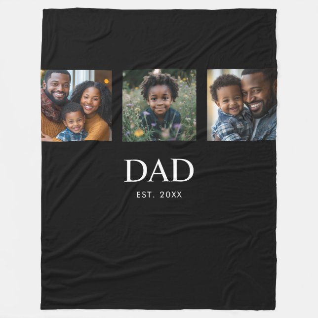 Couverture Polaire Papa a établi Bold Simple Noir 3 Photo (Devant)