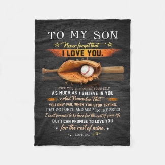 Couverture Polaire Papa À Mon Fils Croit En Toi-Même Au Baseball