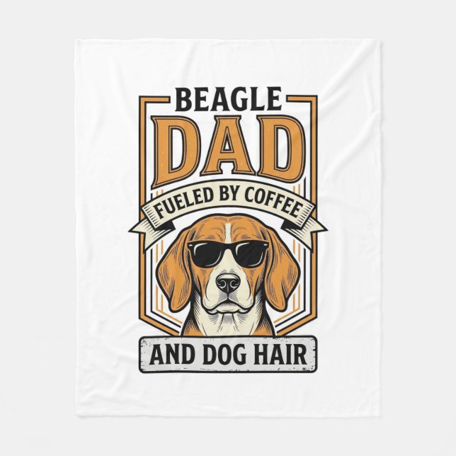 Couverture Polaire Papa Beagle alimenté par le café et le maillot de  (Devant)