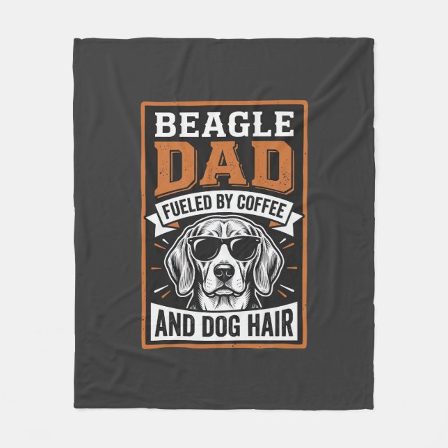 Couverture Polaire Papa Beagle alimenté par le café et les poils de c (Devant)