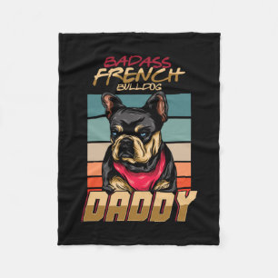Couverture Polaire Papa Bouledogue Français Rétro Propriétaire de Chi