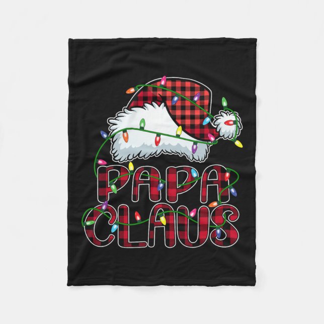 Couverture Polaire Papa Claus Lumières Noël Pyjama Famille Correspond (Devant)