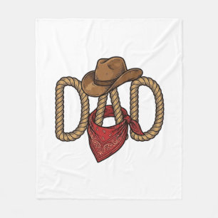 Couverture Polaire Papa Cowboy Corda Chapeau Bandana Gravure Vintage