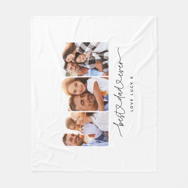 Couverture Polaire papa mignon script moderne multi photo cadeau  (Devant)