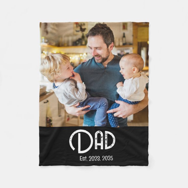 Couverture Polaire Papa Photo Script Black Grunge Établie (Devant)