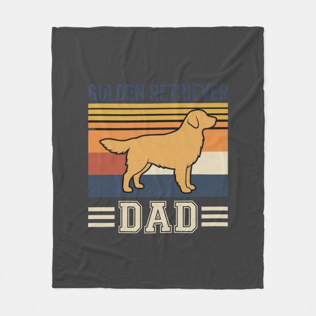 Couverture Polaire Papa Retriever doré Chien Rétro (Devant)