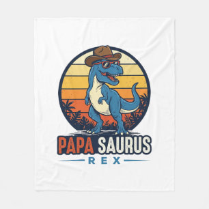 Couverture Polaire Papa Saurus Rex Cowboy Dinosaure Vintage T-shirt_1