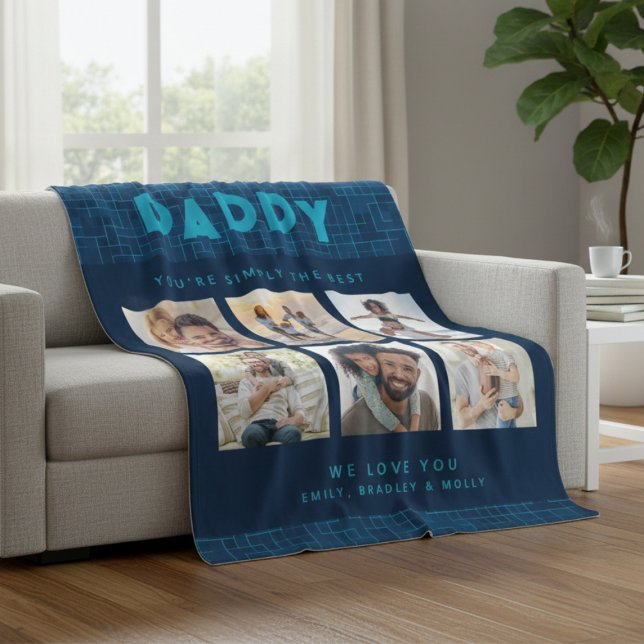 Couverture Polaire Papa Simplement Le Meilleur Collage de Photos Pers (Créateur téléchargé)