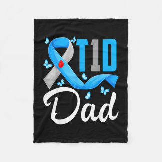 Couverture Polaire Papa T1d diabète de type 1 ruban bleu gris de sens
