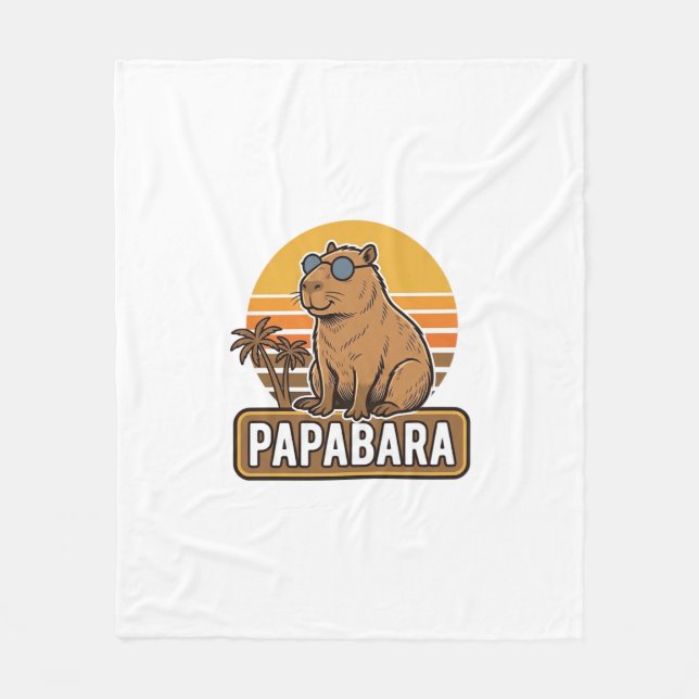 Couverture Polaire PAPABARA Conception Vectorielle Papa Capybara Rétr (Devant)