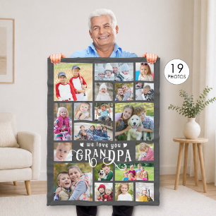 Couverture Polaire Papi Nous T'Aimons 19 Collage de Photos Couleurs P