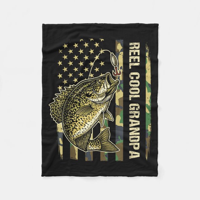 Couverture Polaire Papi Super Cool Crêpe Pêche Camo Drapeau Américain (Devant)