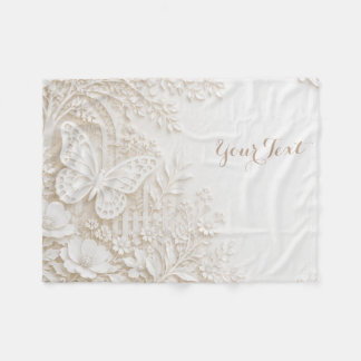 Couverture Polaire Papier découpé élégant papillon avec cadre floral