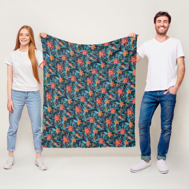 Couverture Polaire Papier floral motif Fleece Blanket (En situation)