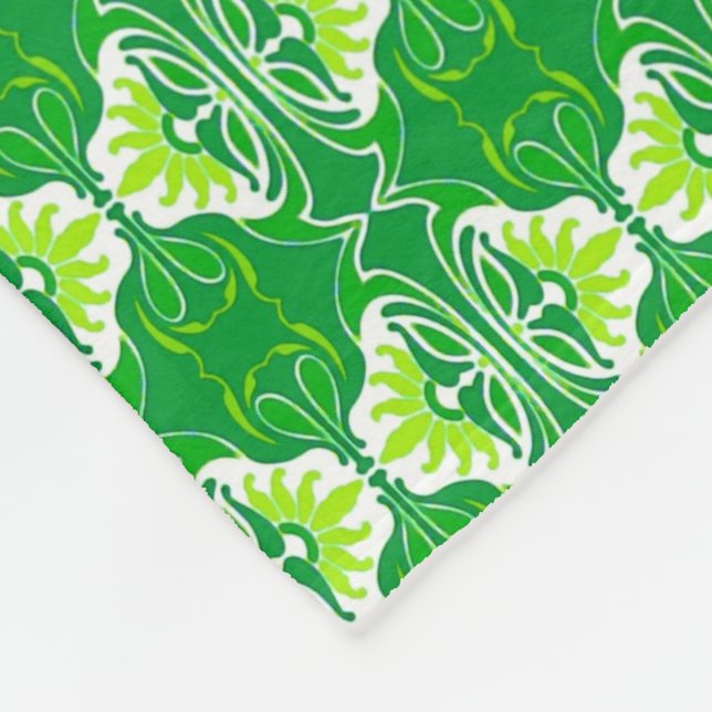 Couverture Polaire Papier peint Art Déco motif - vert et blanc (Coin)