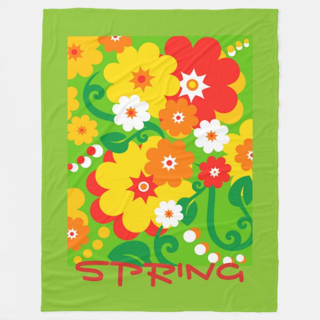 Couverture Polaire Papier peint drôle de flower power + votre texte (Devant)