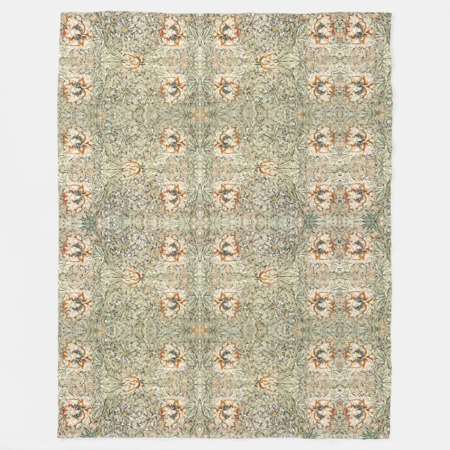 Couverture Polaire Papier peint floral Chèvrefeuille de William Morri (Devant)