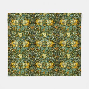 Couverture Polaire Papier peint floral Chèvrefeuille Or de William Mo