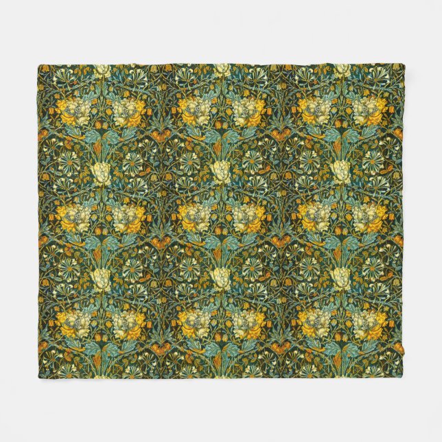 Couverture Polaire Papier peint floral Chèvrefeuille Or de William Mo (Devant (Horizontal))