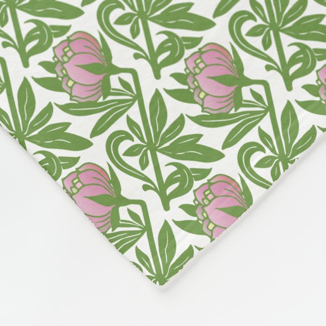 Couverture Polaire Papier peint nénuphars rose Art Nouveau (Coin)