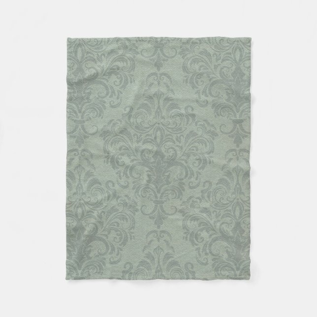 Couverture Polaire Papier peint rustique gris de cru de damassé (Devant)