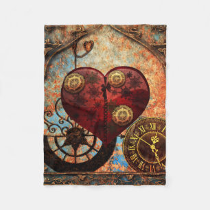 Couverture Polaire Papier peint vintage de coeurs de Steampunk