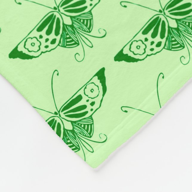 Couverture Polaire Papillon Art déco stylisé - vert émeraude (Coin)