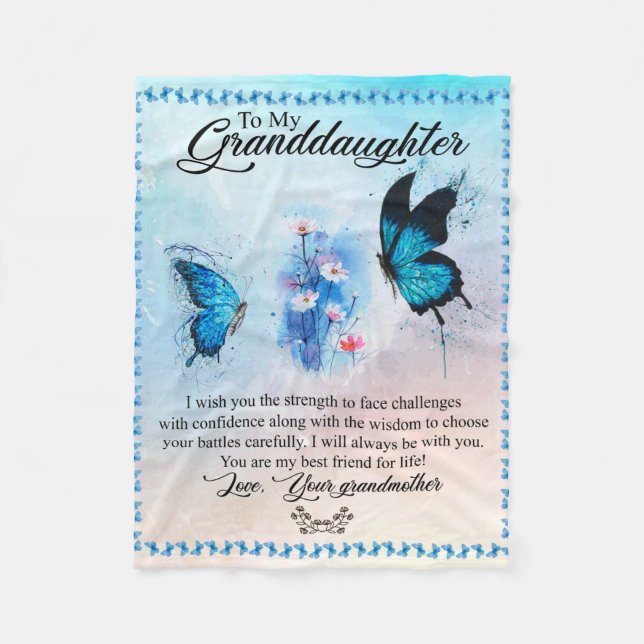 Couverture Polaire Papillon blanc personnalisé à ma petite-fille (Devant)