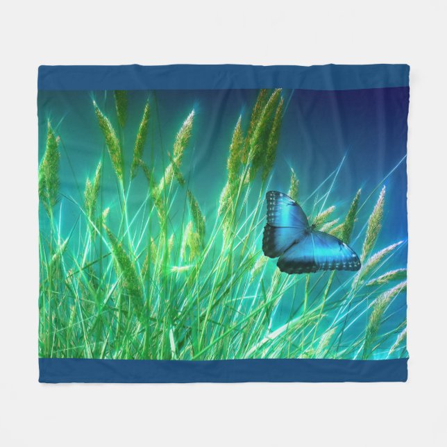 Couverture Polaire Papillon bleu (Devant (Horizontal))