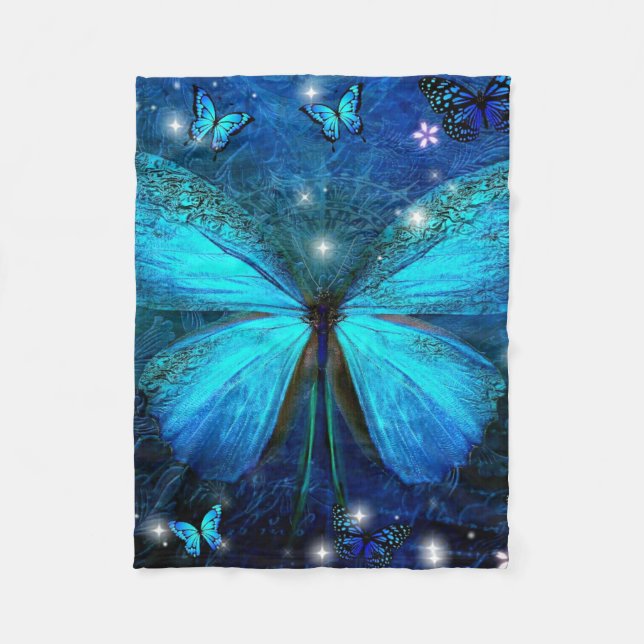 Couverture Polaire Papillon bleu élégant (Devant)