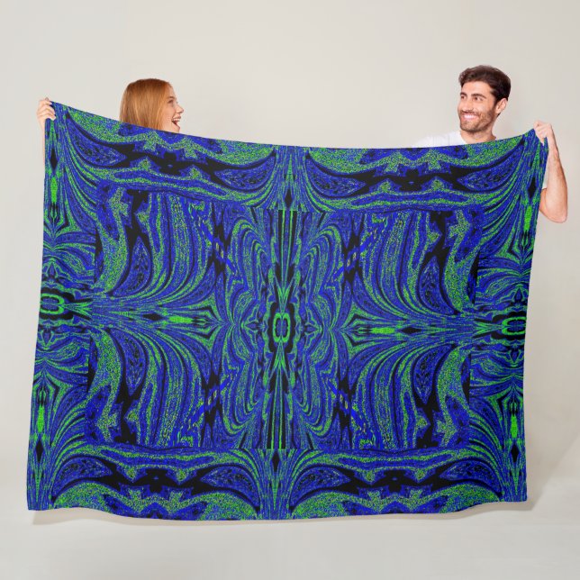 Couverture Polaire Papillon bleu en vert (En situation)