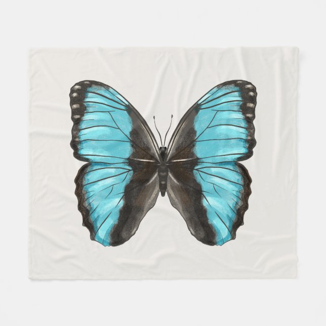 Couverture Polaire Papillon bleu Insect Art Amour de la nature (Devant (Horizontal))