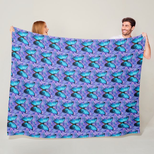 Couverture Polaire Papillon bleu large polaire / Lavande (En situation)