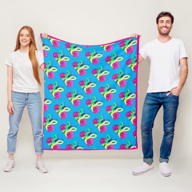 Couverture Polaire Papillon brillant (En situation)