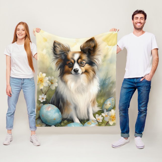 Couverture Polaire Papillon Chien avec Oeufs de Pâques Fêtes (En situation)