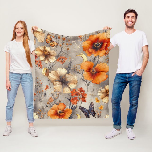 Couverture Polaire Papillon de Fleur Sauvage Vintage (12) (En situation)
