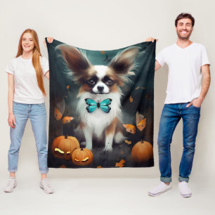 Couverture Polaire Papillon d'Halloween avec citrouilles effrayant