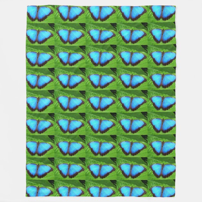 Couverture Polaire papillon feuille nature ailes aile mignon bleu (Devant)