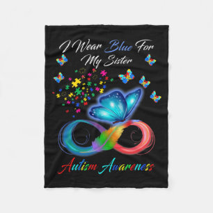 Couverture Polaire Papillon Je Porte Du Bleu Pour Ma Soeur Autisme