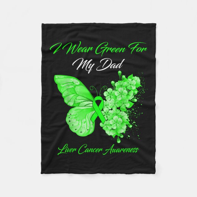 Couverture Polaire Papillon Je Porte Vert Pour Mon Père Cancer Du Foi (Devant)