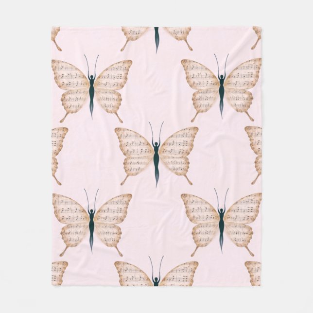 Couverture Polaire Papillon poétique forme rose (Devant)