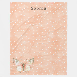 Couverture Polaire Papillon Points Blancs Rose Féminin